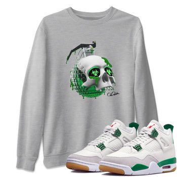 Air Jordan 4 Pine Green Sneaker Match Tees Skull Bomb Sneaker Tees AJ4 Pine Green Sneaker Release Tees Unisex Shirts Heather Grey 1