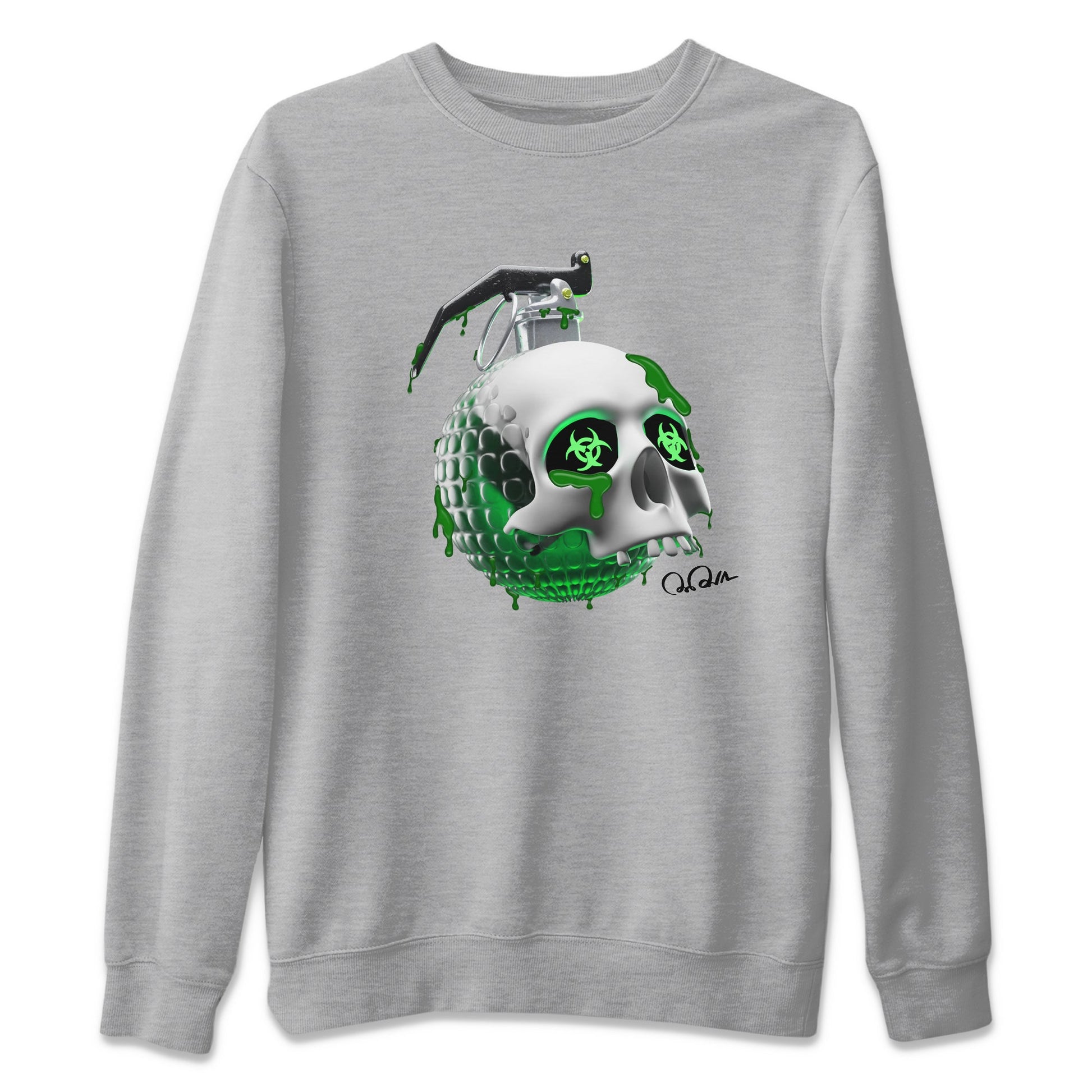 Air Jordan 4 Pine Green Sneaker Match Tees Skull Bomb Sneaker Tees AJ4 Pine Green Sneaker Release Tees Unisex Shirts Heather Grey 2