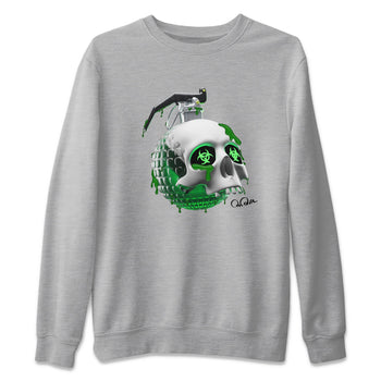 Air Jordan 4 Pine Green Sneaker Match Tees Skull Bomb Sneaker Tees AJ4 Pine Green Sneaker Release Tees Unisex Shirts Heather Grey 2