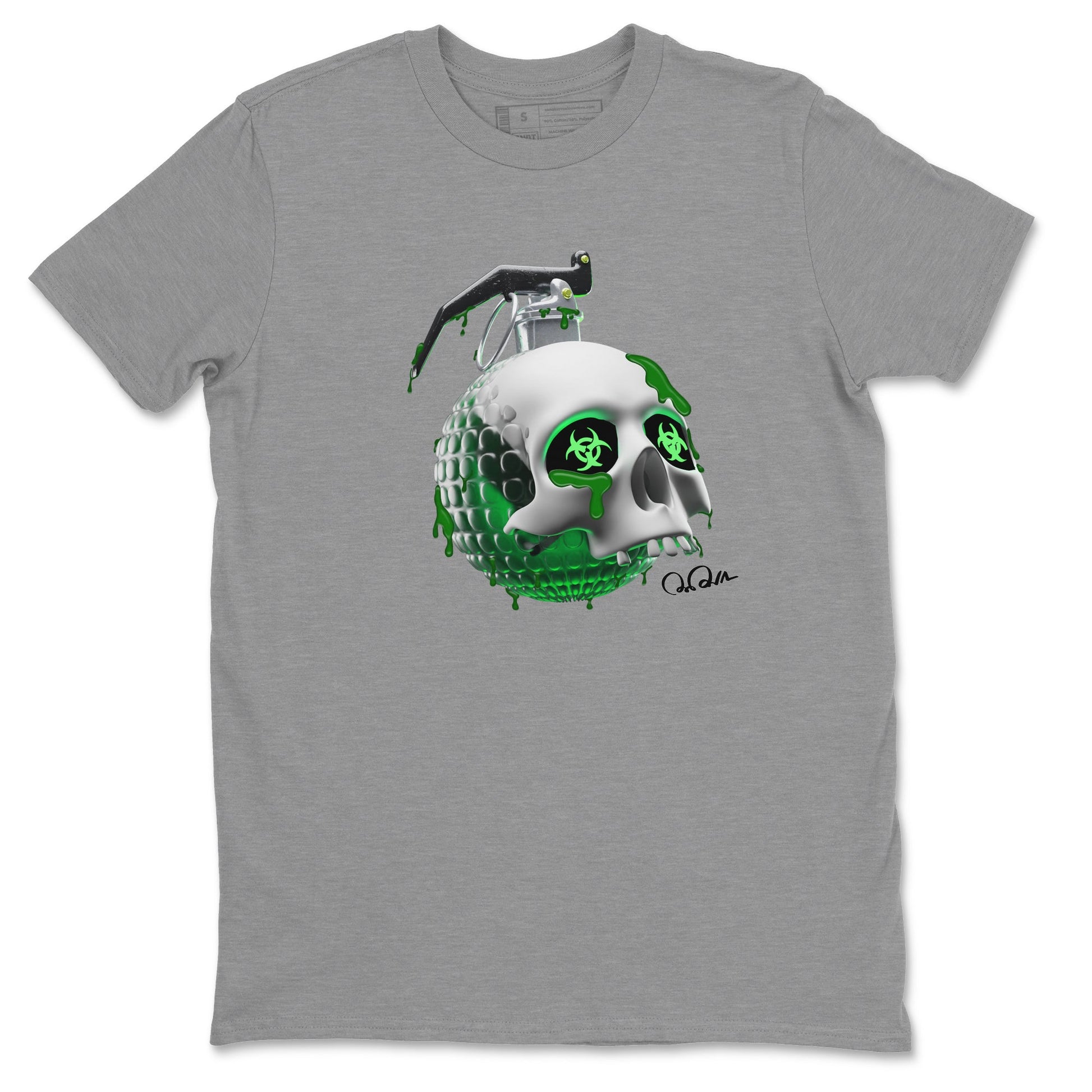 Air Jordan 4 Pine Green Sneaker Match Tees Skull Bomb Sneaker Tees AJ4 Pine Green Sneaker Release Tees Unisex Shirts Heather Grey 2