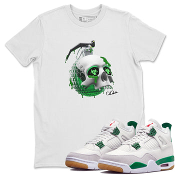 Jordan 4 Pine Green SB Sneaker Match Tees Skull Bomb Sneaker Tees AJ4 Pine Green SB Sneaker Tees Sneaker Release Shirts Unisex Shirts White 1