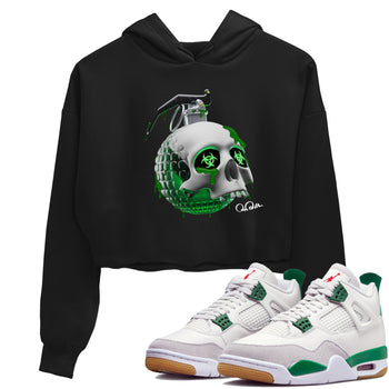 Air Jordan 4 Pine Green Sneaker Match Tees Skull Bomb Sneaker Tees AJ4 Pine Green Sneaker Release Tees Women's Shirts Black 1