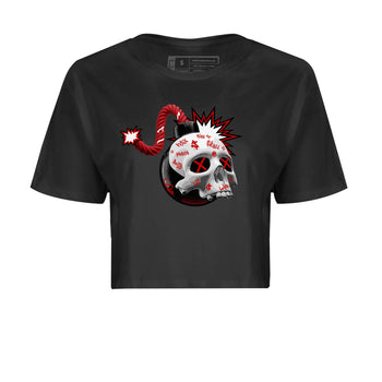 Air Jordan 4 Red Cement Sneaker Match Tees Skull Bomb Sneaker Tees AJ4 Retro OG Red Cement Sneaker Release Tees Women's Shirts Black 2
