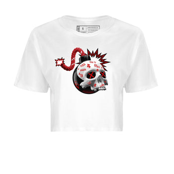 Air Jordan 4 Red Cement Sneaker Match Tees Skull Bomb Sneaker Tees AJ4 Retro OG Red Cement Sneaker Release Tees Women's Shirts White 2