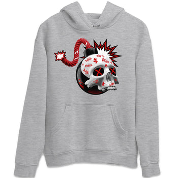 Air Jordan 4 Red Cement Sneaker Match Tees Skull Bomb Sneaker Tees AJ4 Retro OG Red Cement Sneaker Release Tees Unisex Shirts Heather Grey 2
