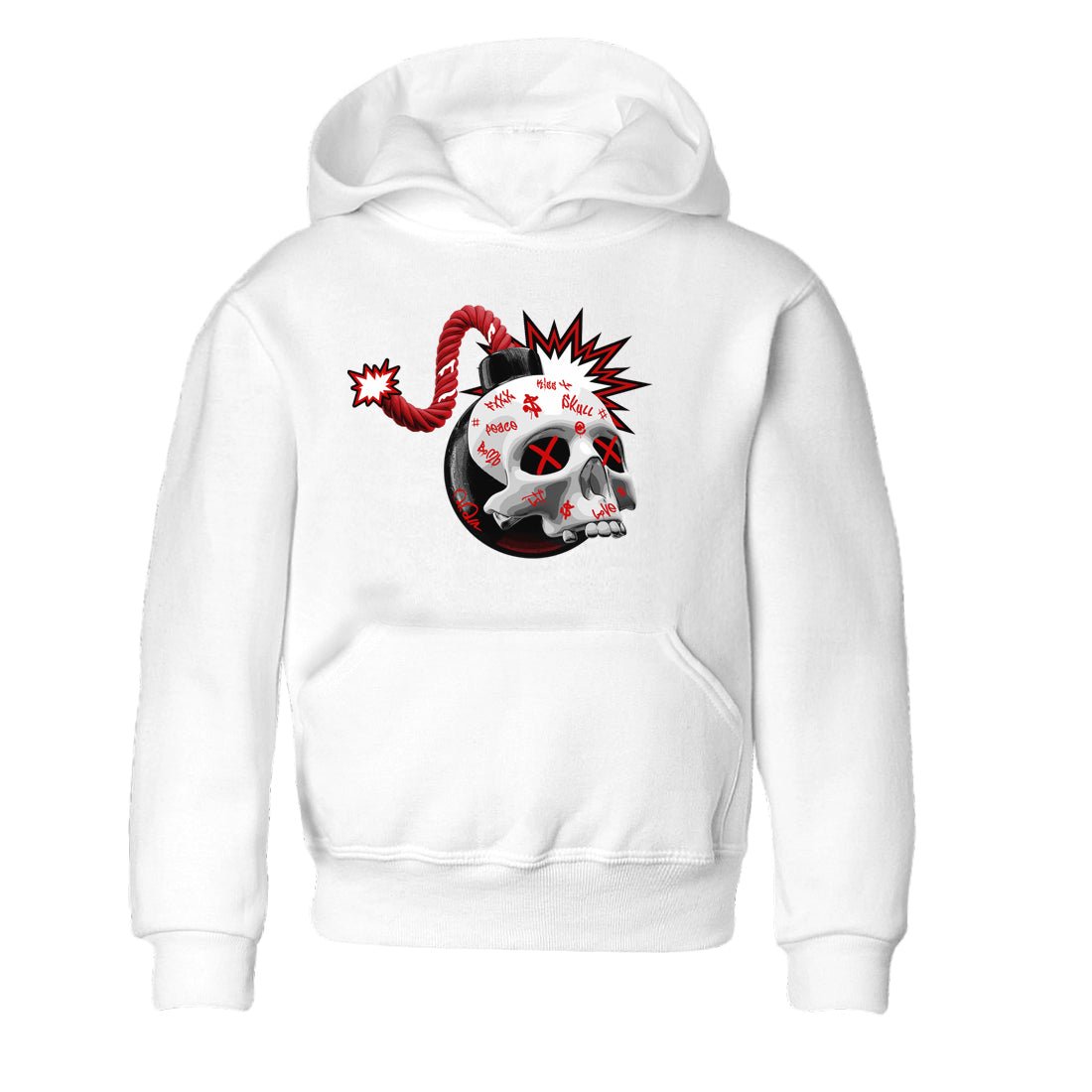 Air Jordan 4 Red Cement Sneaker Match Tees Skull Bomb Sneaker Tees AJ4 Retro OG Red Cement Sneaker Release Tees Kids Shirts White 2