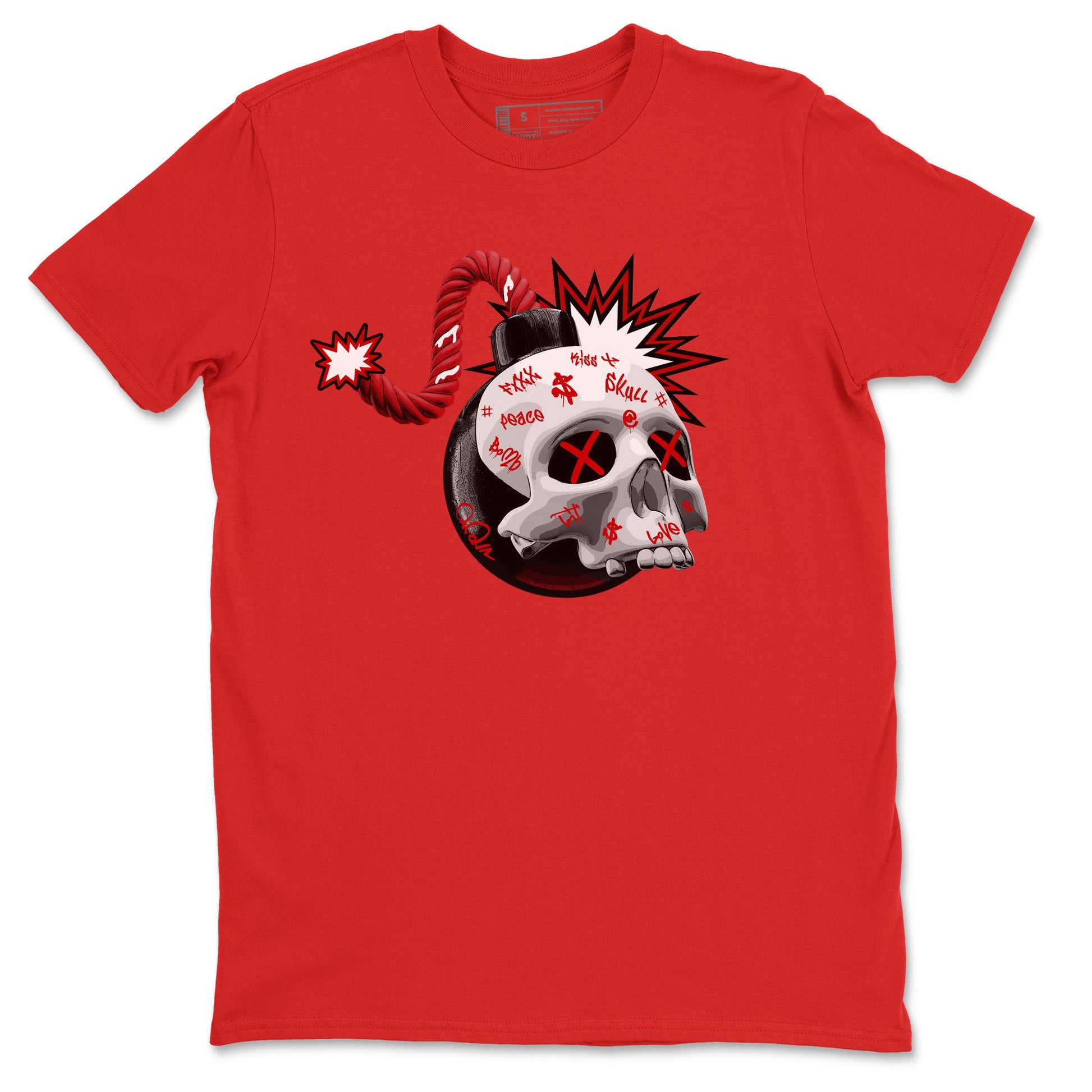 Air Jordan 4 Red Cement Sneaker Match Tees Skull Bomb Sneaker Tees AJ4 Retro OG Red Cement Sneaker Release Tees Unisex Shirts Red 2