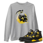 Air Jordan 4 Thunder Sneaker Match Tees Skull Bomb Sneaker Tees AJ4 Thunder Jumpman Sneaker Release Tees Unisex Shirts Heather Grey 1