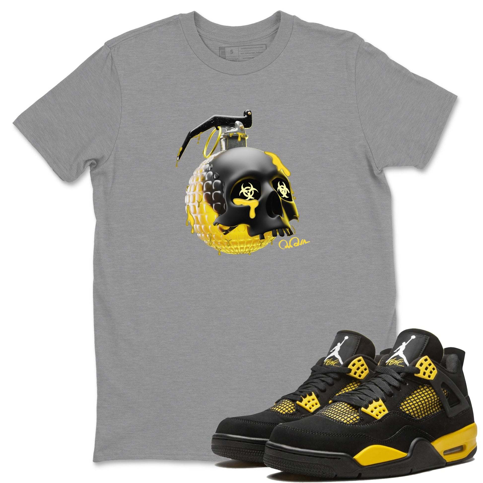 Air Jordan 4 Thunder Skull Bomb Crew Neck Sneaker Tees AJ4 Thunder JumpmanSneaker T-Shirts Size Chart