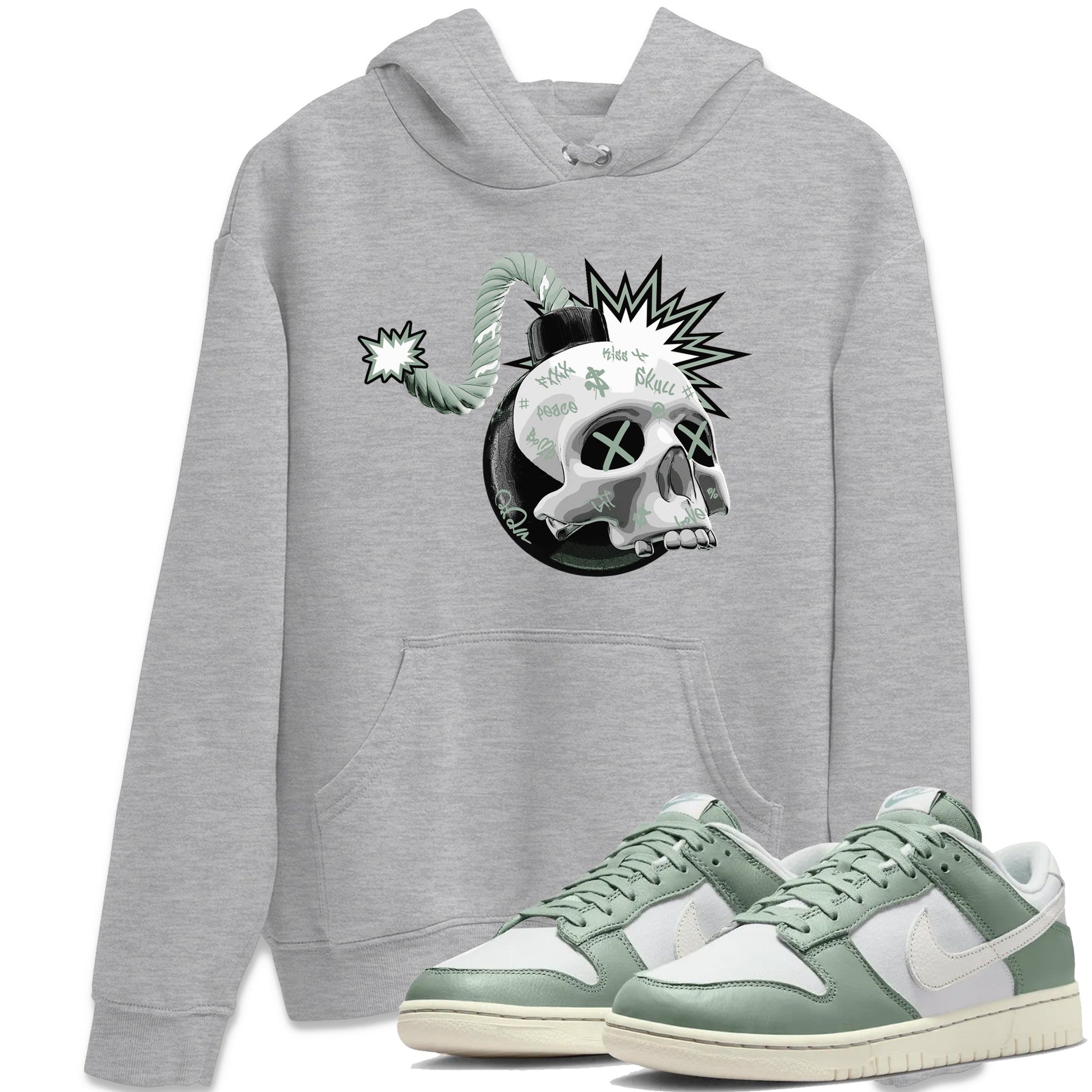 Dunk Mica Green Sneaker Match Tees Skull Bomb Sneaker Tees Dunk Low Mica Green Sneaker Release Tees Unisex Shirts Heather Grey 1