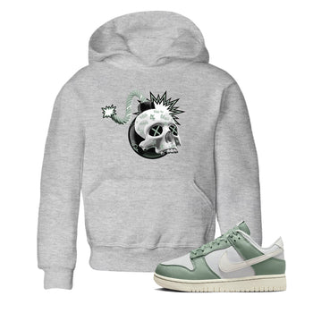 Dunk Mica Green Sneaker Match Tees Skull Bomb Sneaker Tees Dunk Low Mica Green Sneaker Release Tees Kids Shirts Heather Grey 1