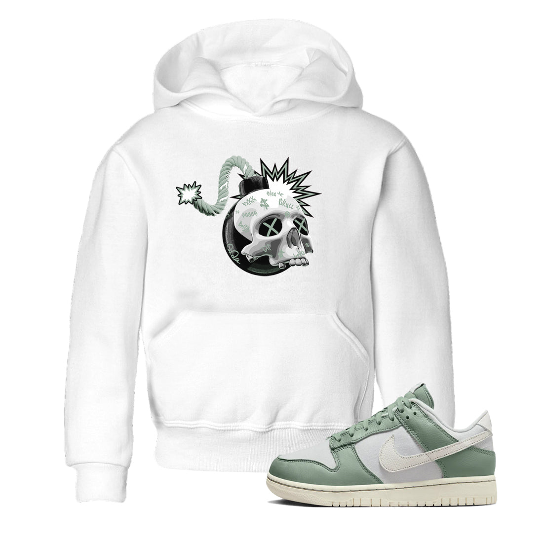 Dunk Mica Green Sneaker Match Tees Skull Bomb Sneaker Tees Dunk Low Mica Green Sneaker Release Tees Kids Shirts White 1