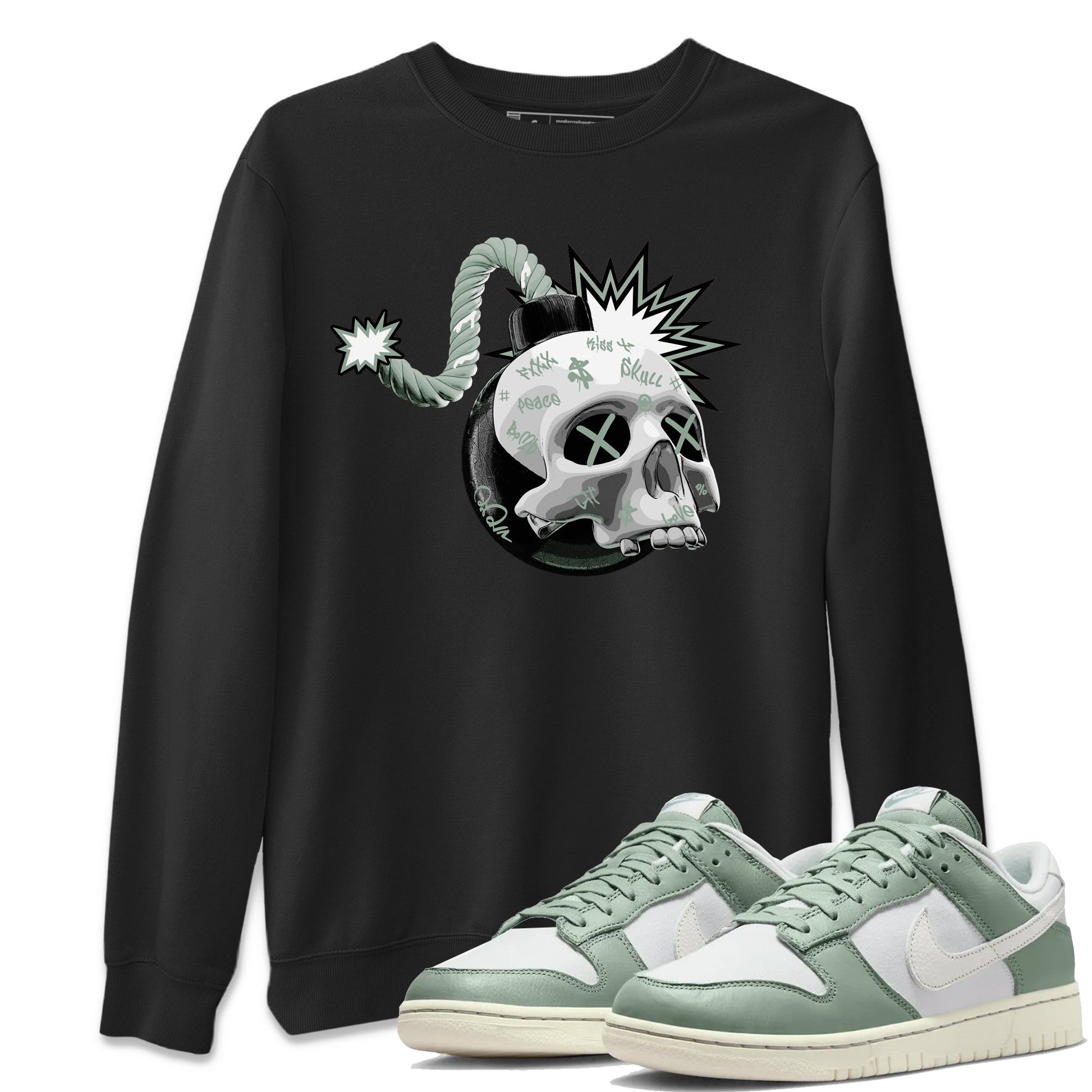 Dunk Mica Green Sneaker Match Tees Skull Bomb Sneaker Tees Dunk Low Mica Green Sneaker Release Tees Unisex Shirts Black 1