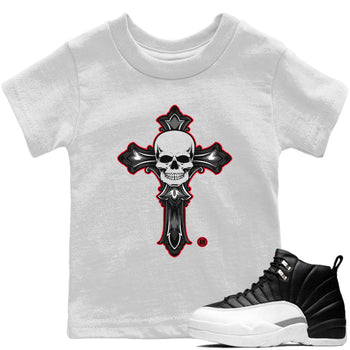 Jordan 12 Playoffs Sneaker Match Tees Skull Cross Sneaker Tees Jordan 12 Playoffs Sneaker Release Tees Kids Shirts