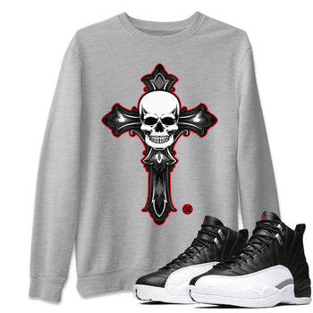 Jordan 12 Playoffs Sneaker Match Tees Skull Cross Sneaker Tees Jordan 12 Playoffs Sneaker Release Tees Unisex Shirts