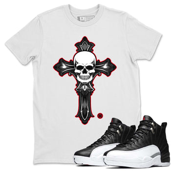 Jordan 12 Playoffs Sneaker Match Tees Skull Cross Sneaker Tees Jordan 12 Playoffs Sneaker Release Tees Unisex Shirts