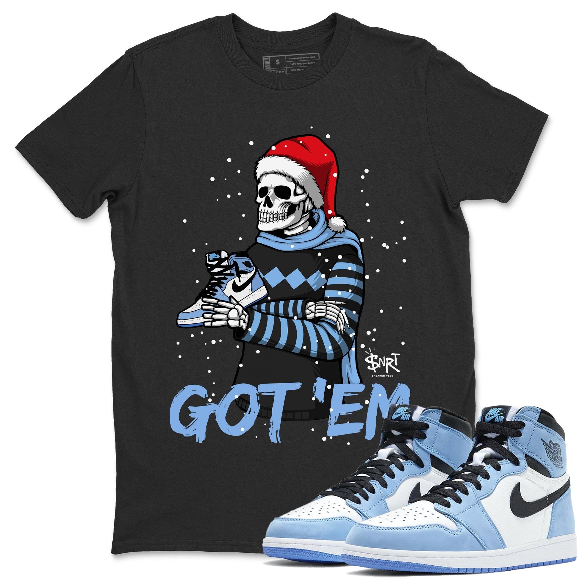 Jordan 1 University Blue Sneaker Match Tees Skull Got Em Sneaker Tees Jordan 1 University Blue Sneaker Release Tees Unisex Shirts