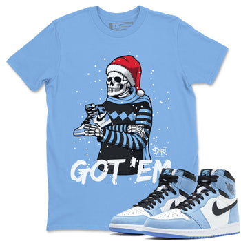 Jordan 1 University Blue Sneaker Match Tees Skull Got Em Sneaker Tees Jordan 1 University Blue Sneaker Release Tees Unisex Shirts