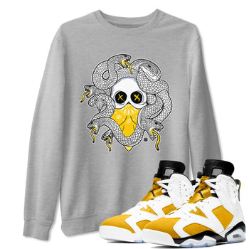 Air Jordan 6 Yellow Ochre shirt to match jordans Skull Medusa sneaker tees 6s Yellow Ochre SNRT Sneaker Tees Casual Crew Neck T-Shirt Unisex Heather Grey 1 T-Shirt