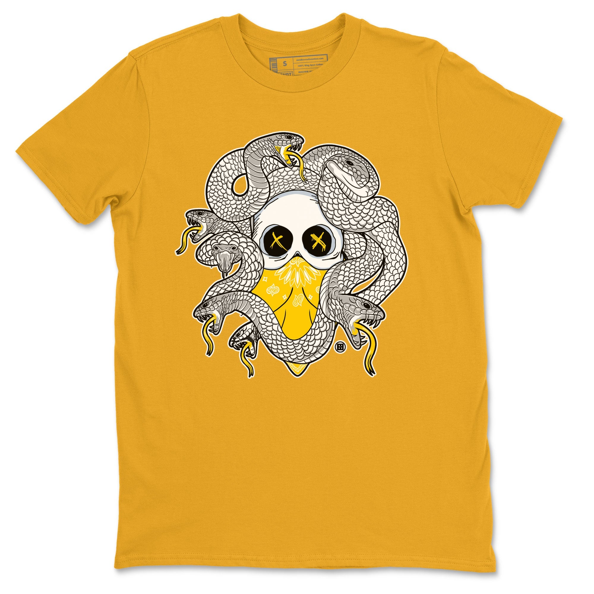 Air Jordan 6 Yellow Ochre shirt to match jordans Skull Medusa sneaker tees 6s Yellow Ochre SNRT Sneaker Tees Casual Crew Neck T-Shirt Unisex Gold 2 T-Shirt