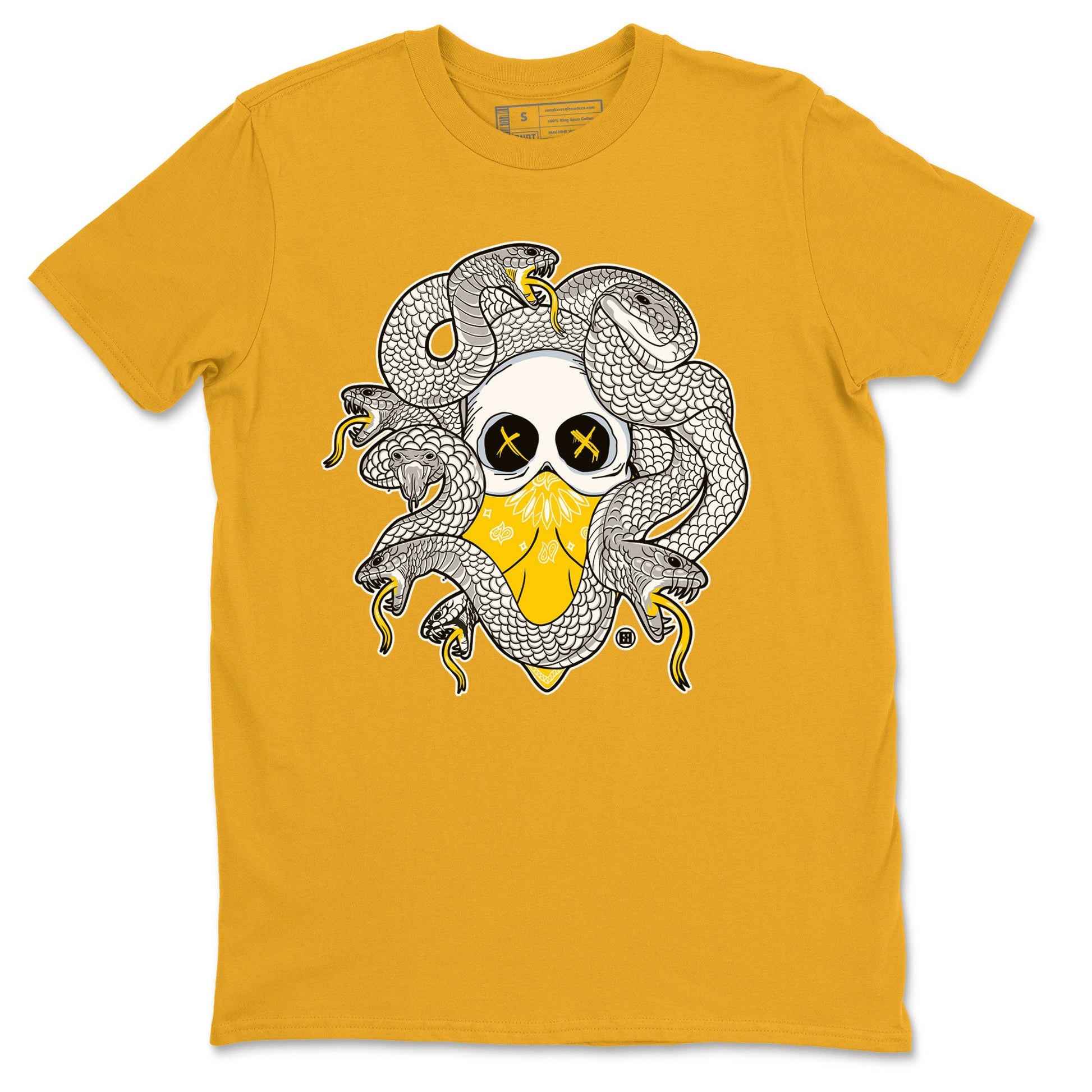 Air Jordan 6 Yellow Ochre shirt to match jordans Skull Medusa sneaker tees 6s Yellow Ochre SNRT Sneaker Tees Casual Crew Neck T-Shirt Unisex Gold 2 T-Shirt