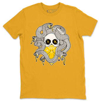 Air Jordan 6 Yellow Ochre shirt to match jordans Skull Medusa sneaker tees 6s Yellow Ochre SNRT Sneaker Tees Casual Crew Neck T-Shirt Unisex Gold 2 T-Shirt