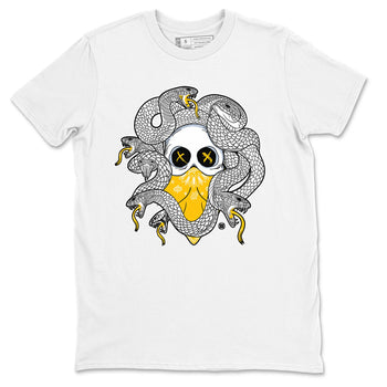 Air Jordan 6 Yellow Ochre shirt to match jordans Skull Medusa sneaker tees 6s Yellow Ochre SNRT Sneaker Tees Casual Crew Neck T-Shirt Unisex White 2 T-Shirt
