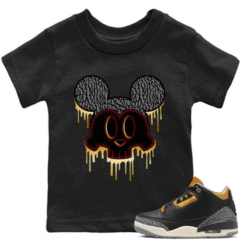 Jordan 3 Black Gold Sneaker Match Tees Skull Mouse Sneaker Tees Jordan 3 Black Gold Sneaker Release Tees Kids Shirts