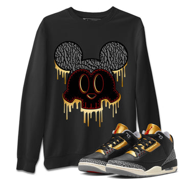 Jordan 3 Black Gold Sneaker Match Tees Skull Mouse Sneaker Tees Jordan 3 Black Gold Sneaker Release Tees Unisex Shirts