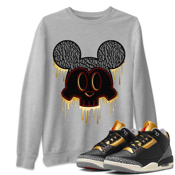 Jordan 3 Black Gold Sneaker Match Tees Skull Mouse Sneaker Tees Jordan 3 Black Gold Sneaker Release Tees Unisex Shirts