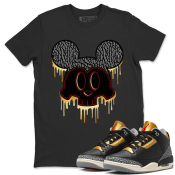 Jordan 3 Black Gold Sneaker Match Tees Skull Mouse Sneaker Tees Jordan 3 Black Gold Sneaker Release Tees Unisex Shirts