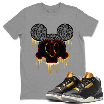 Jordan 3 Black Gold Sneaker Match Tees Skull Mouse Sneaker Tees Jordan 3 Black Gold Sneaker Release Tees Unisex Shirts