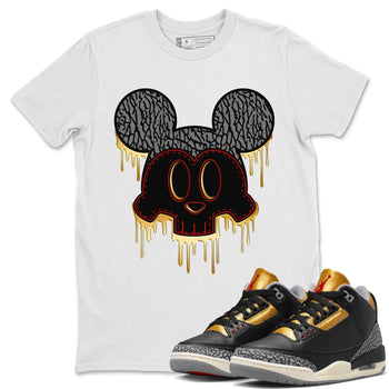 Jordan 3 Black Gold Sneaker Match Tees Skull Mouse Sneaker Tees Jordan 3 Black Gold Sneaker Release Tees Unisex Shirts