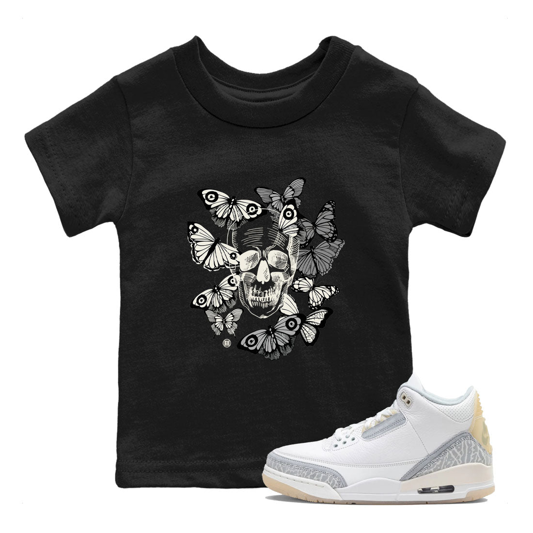 3 Ivory shirt to match jordans Skull With Butterflies sneaker tees Air Jordan 3 Ivory SNRT Sneaker Release Tees Streetwear baby toddler Black 1 cotton Shirt