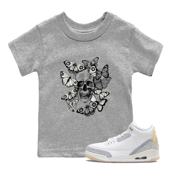 3 Ivory shirt to match jordans Skull With Butterflies sneaker tees Air Jordan 3 Ivory SNRT Sneaker Release Tees Streetwear baby toddler Heather Grey 1 cotton Shirt