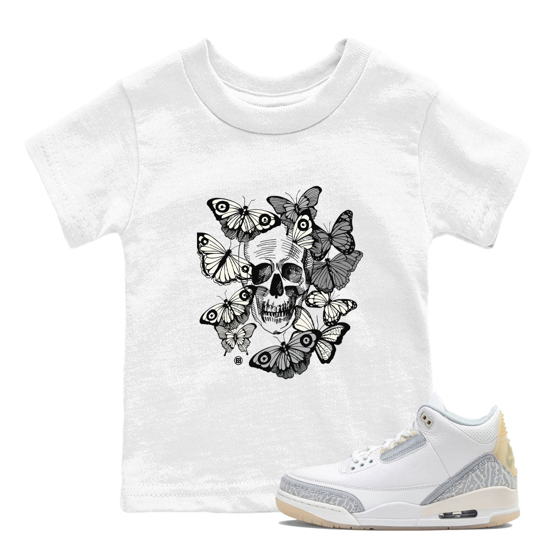 3 Ivory shirt to match jordans Skull With Butterflies sneaker tees Air Jordan 3 Ivory SNRT Sneaker Release Tees Streetwear baby toddler White 1 cotton Shirt