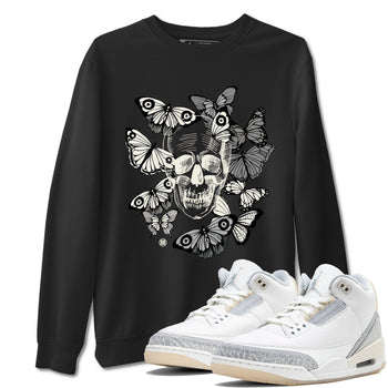 3 Ivory shirt to match jordans Skull With Butterflies sneaker tees Air Jordan 3 Ivory SNRT Sneaker Release Tees Streetwear unisex cotton Black 1 crew neck shirt