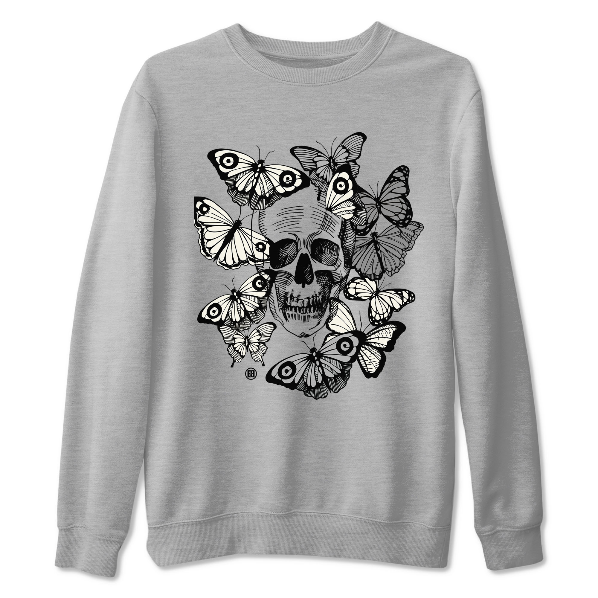 3 Ivory shirt to match jordans Skull With Butterflies sneaker tees Air Jordan 3 Ivory SNRT Sneaker Release Tees Streetwear unisex cotton Heather Grey 2 crew neck shirt