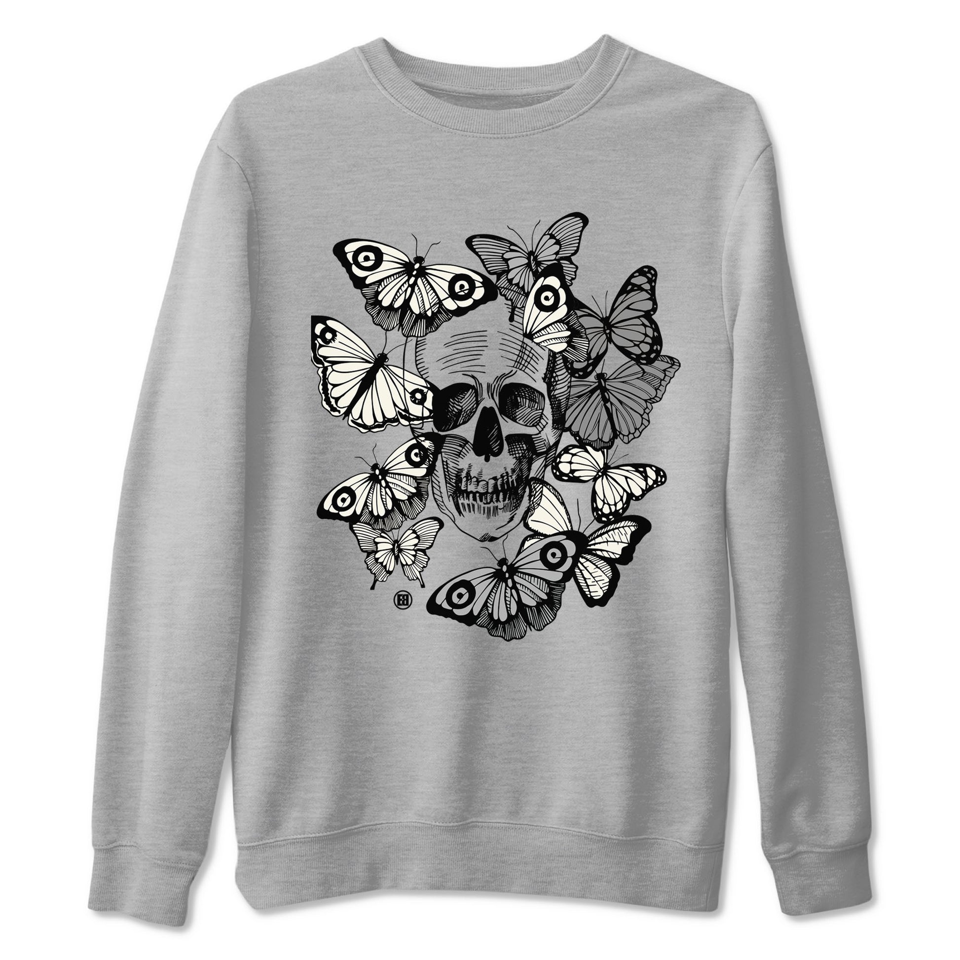 3 Ivory shirt to match jordans Skull With Butterflies sneaker tees Air Jordan 3 Ivory SNRT Sneaker Release Tees Streetwear unisex cotton Heather Grey 2 crew neck shirt