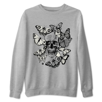 3 Ivory shirt to match jordans Skull With Butterflies sneaker tees Air Jordan 3 Ivory SNRT Sneaker Release Tees Streetwear unisex cotton Heather Grey 2 crew neck shirt