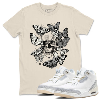 3 Ivory shirt to match jordans Skull With Butterflies sneaker tees Air Jordan 3 Ivory SNRT Sneaker Release Tees Streetwear unisex cotton Natural 1 crew neck shirt