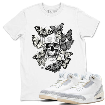 3 Ivory shirt to match jordans Skull With Butterflies sneaker tees Air Jordan 3 Ivory SNRT Sneaker Release Tees Streetwear unisex cotton White 1 crew neck shirt