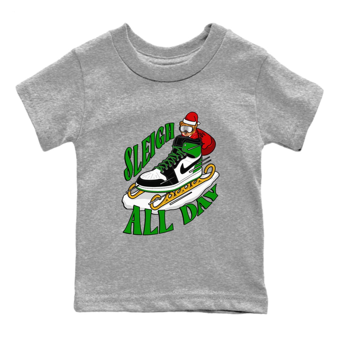 Air Jordan 1 Celtics shirt to match jordans Sleigh All Day sneaker tees christmas gift Xmas outfit AJ1 Celtics SNRT Sneaker Release Tees Baby Toddler Heather Grey 2 T-Shirt