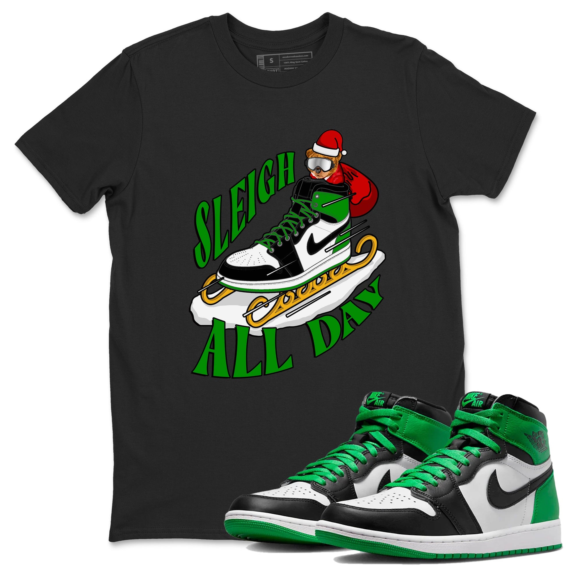 Air Jordan 1 Celtics shirt to match jordans Sleigh All Day sneaker tees christmas gift Xmas outfit AJ1 Celtics SNRT Sneaker Release Tees Unisex Black 1 T-Shirt
