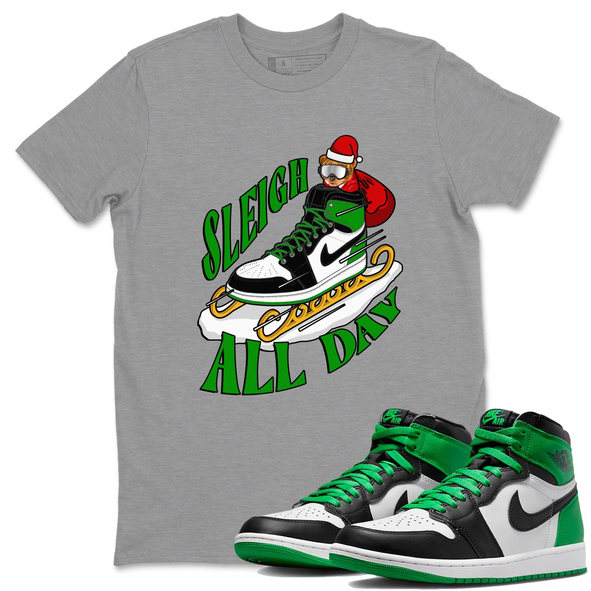 Air Jordan 1 Celtics shirt to match jordans Sleigh All Day sneaker tees christmas gift Xmas outfit AJ1 Celtics SNRT Sneaker Release Tees Unisex Heather Grey 1 T-Shirt