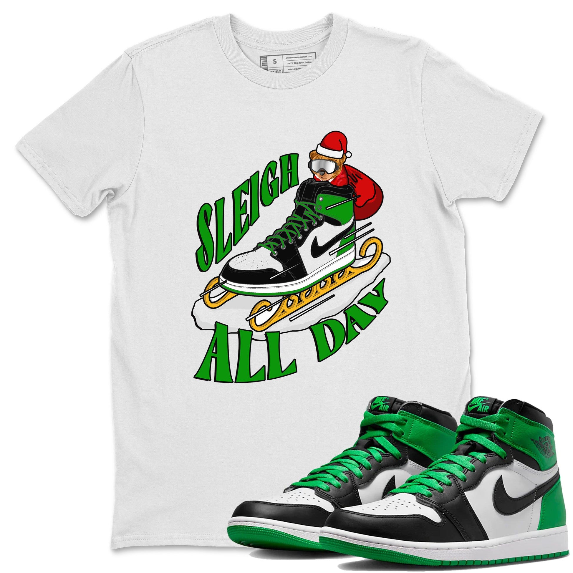 Air Jordan 1 Celtics shirt to match jordans Sleigh All Day sneaker tees christmas gift Xmas outfit AJ1 Celtics SNRT Sneaker Release Tees Unisex White 1 T-Shirt