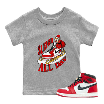 Air Jordan 1 Chicago shirt to match jordans Sleigh All Day sneaker tees christmas gift Xmas outfit AJ1 Chicago SNRT Sneaker Release Tees Baby Toddler Heather Grey 1 T-Shirt