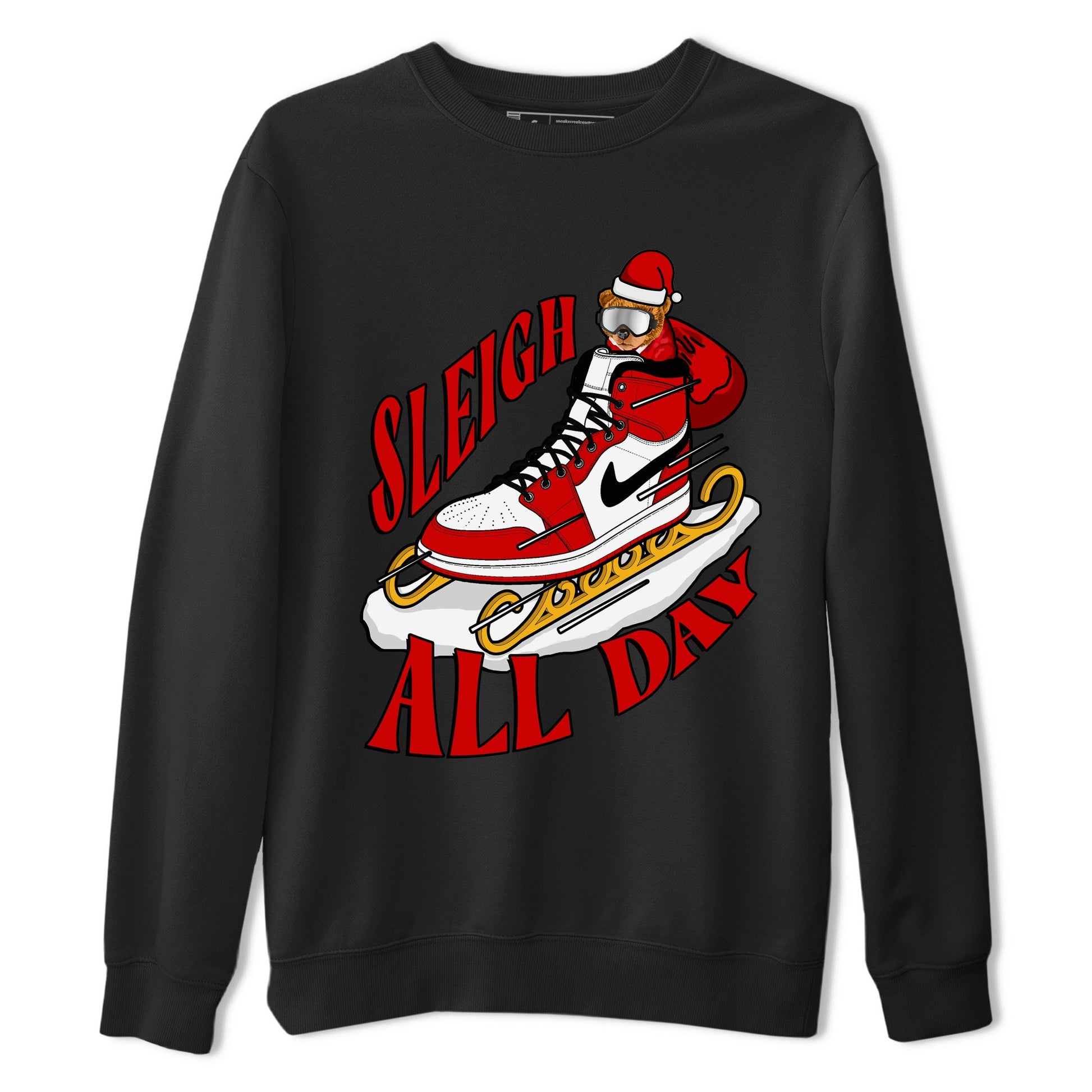 Air Jordan 1 Chicago shirt to match jordans Sleigh All Day sneaker tees christmas gift Xmas outfit AJ1 Chicago SNRT Sneaker Release Tees Unisex Black 2 T-Shirt