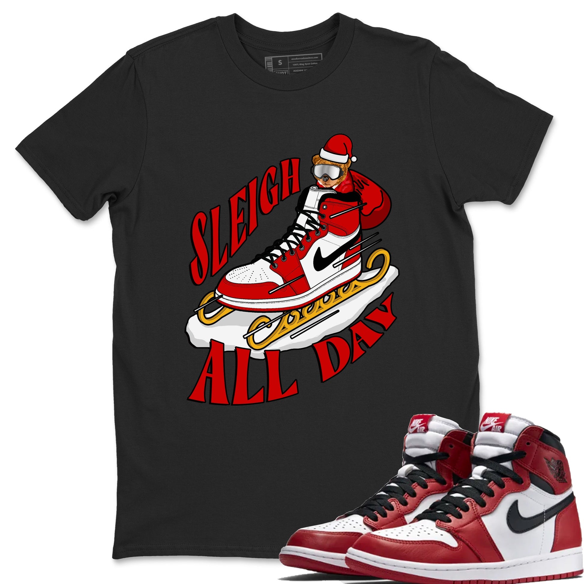 Air Jordan 1 Chicago shirt to match jordans Sleigh All Day sneaker tees christmas gift Xmas outfit AJ1 Chicago SNRT Sneaker Release Tees Unisex Black 1 T-Shirt