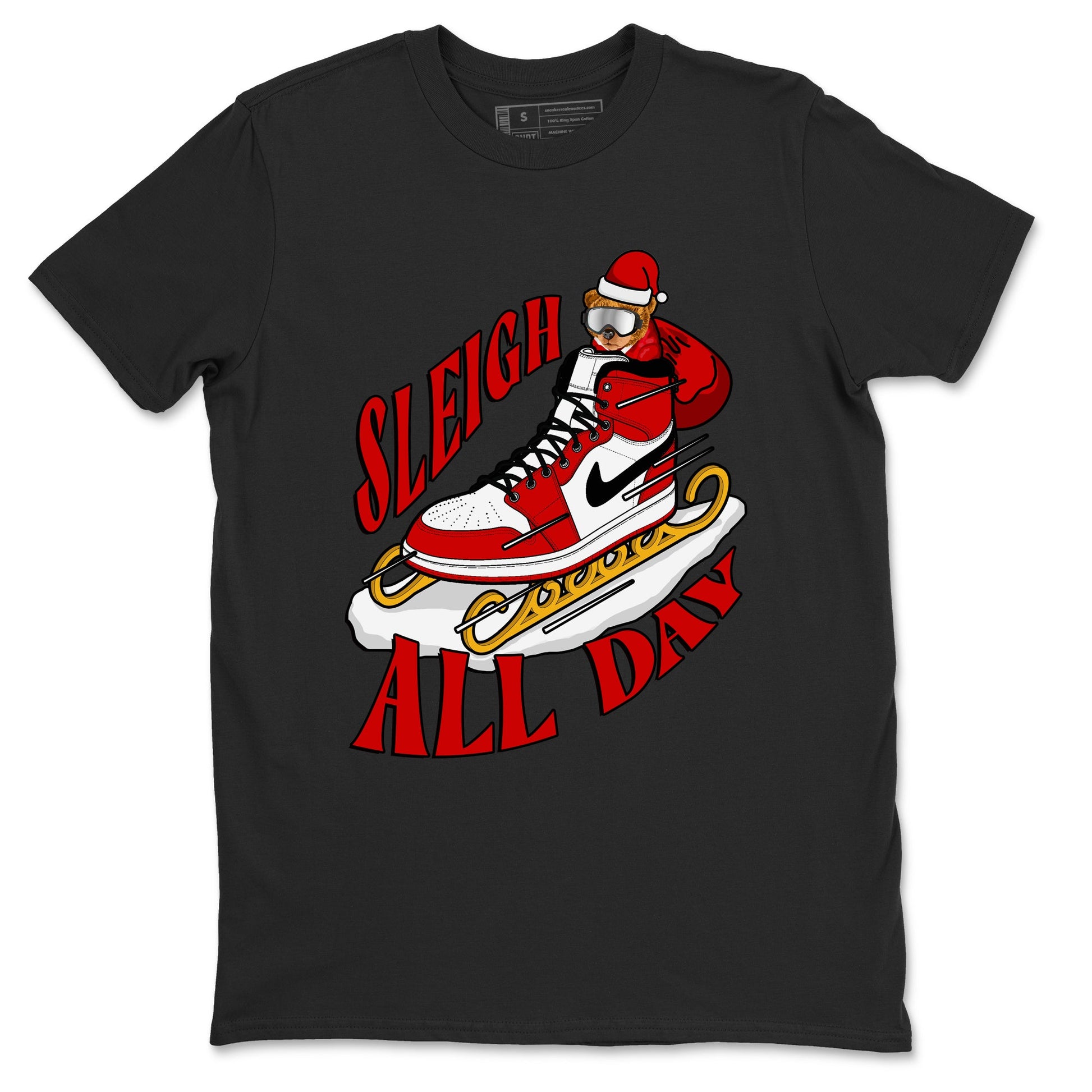 Air Jordan 1 Chicago shirt to match jordans Sleigh All Day sneaker tees christmas gift Xmas outfit AJ1 Chicago SNRT Sneaker Release Tees Unisex Black 2 T-Shirt